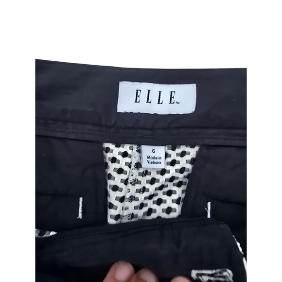 Black & White Textured High-Waisted Scalloped Hem Shorts Size 8 Elle Brand - Picture 3 of 5